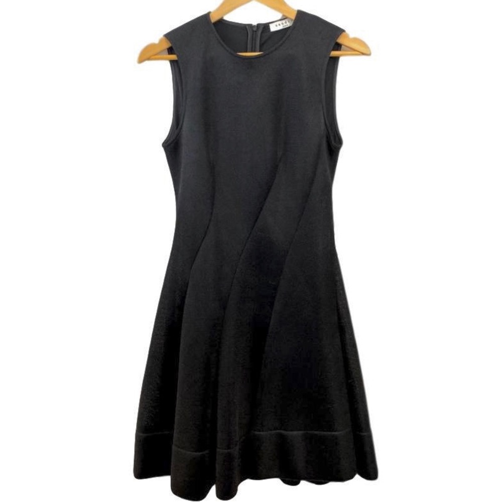 Sandro Paris Fit & Flare Dress Black Swirl Seam M